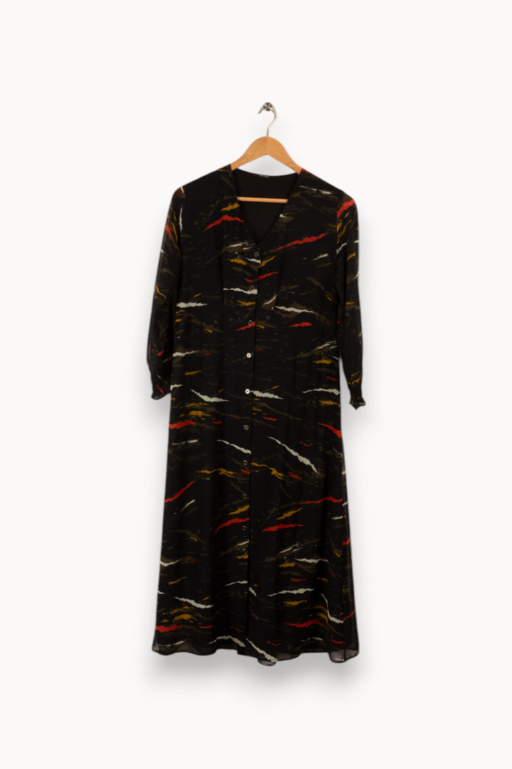 Robe longue noire à motifs - Taille S/36