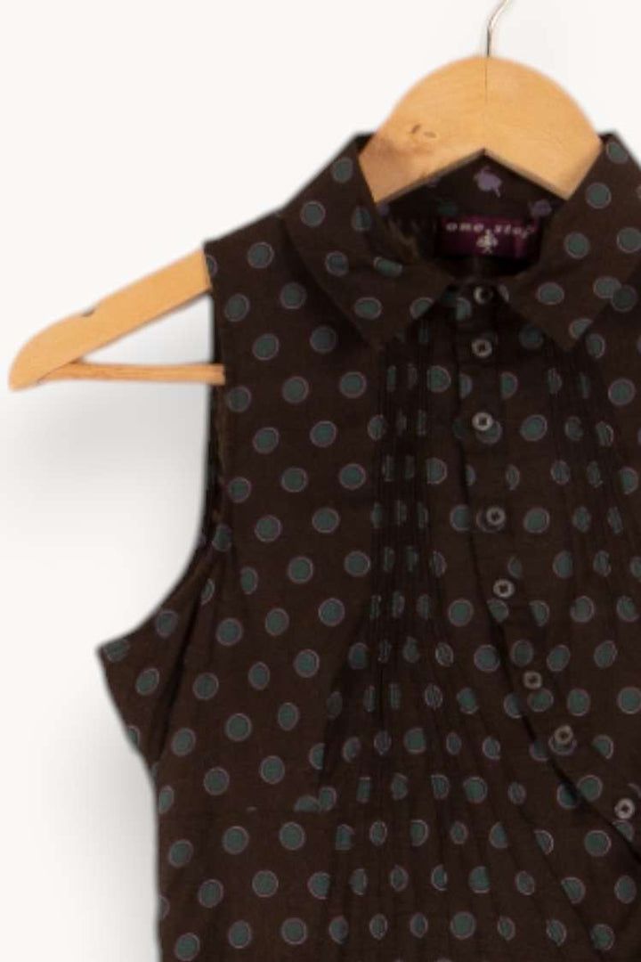 Robe grise à pois verts - Taille S/36