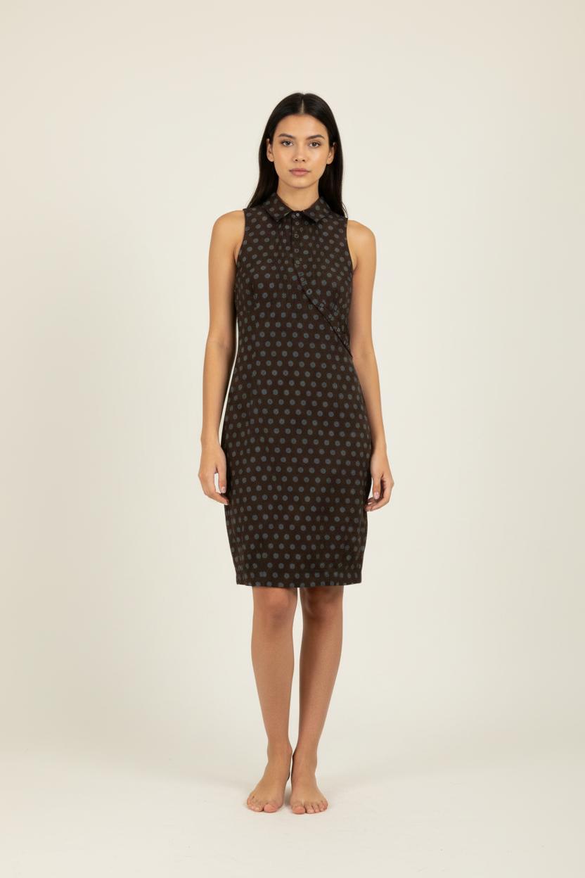 Robe grise à pois verts - Taille S/36