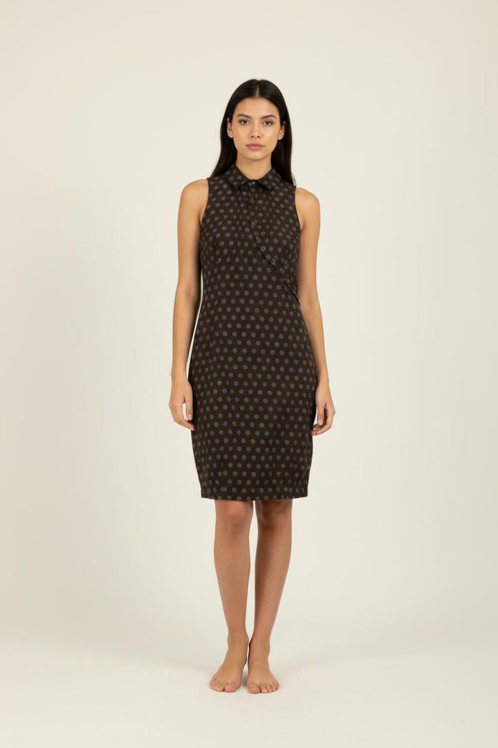 Robe grise à pois verts - Taille S/36