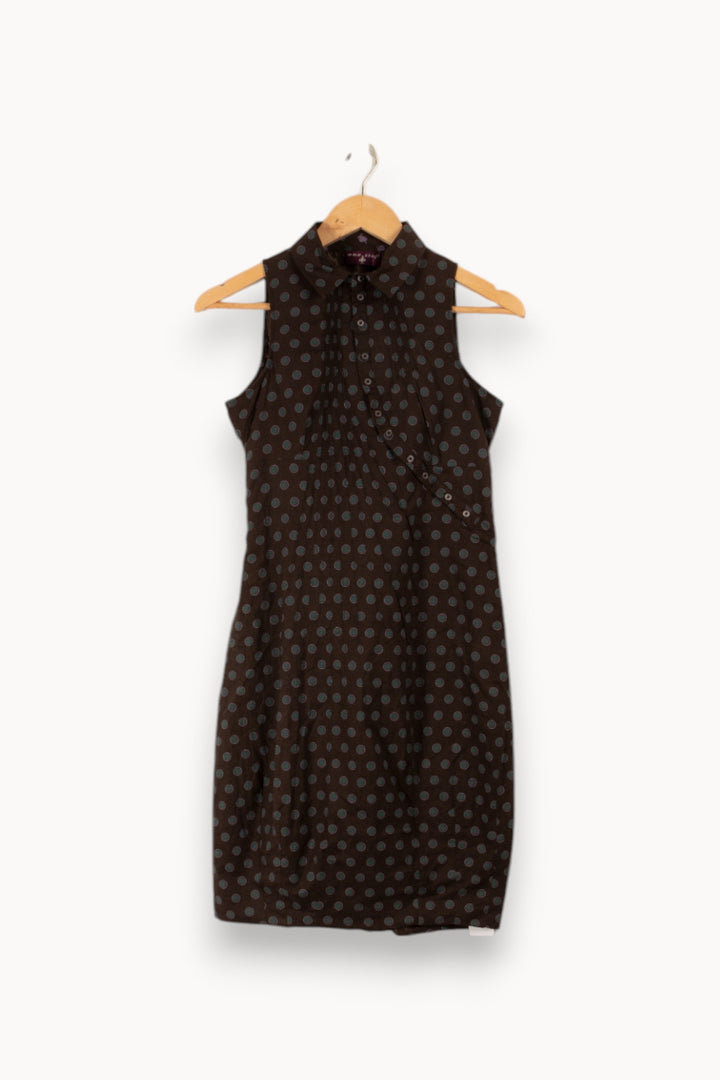 Robe grise à pois verts - Taille S/36
