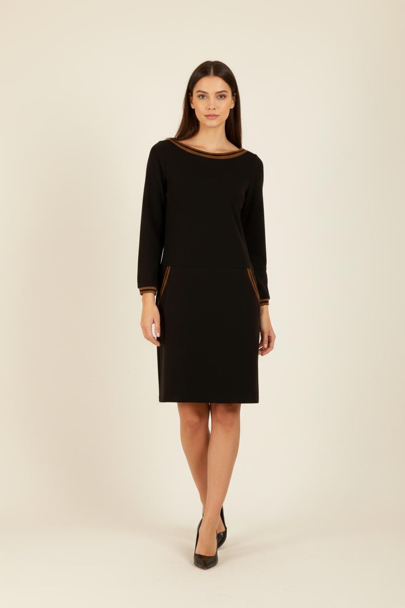 Robe noire avec détails marron - Taille S/36