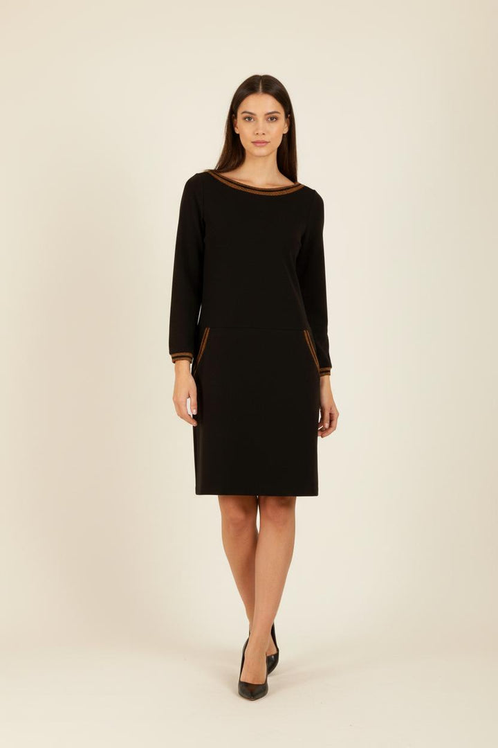 Robe noire avec détails marron - Taille S/36