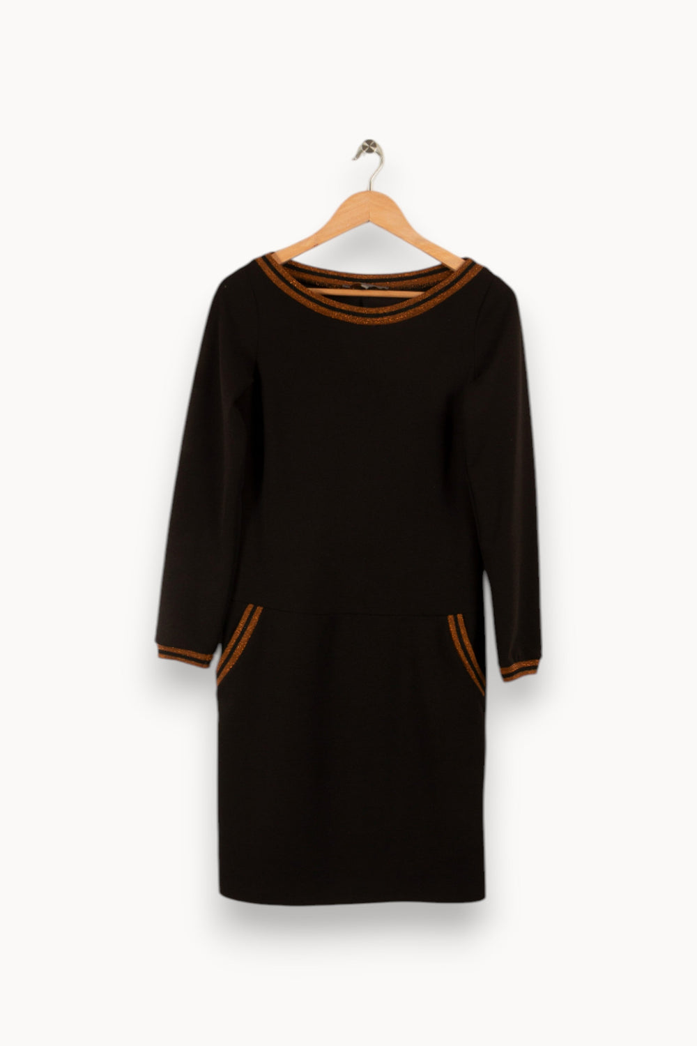 Robe noire avec détails marron - Taille S/36