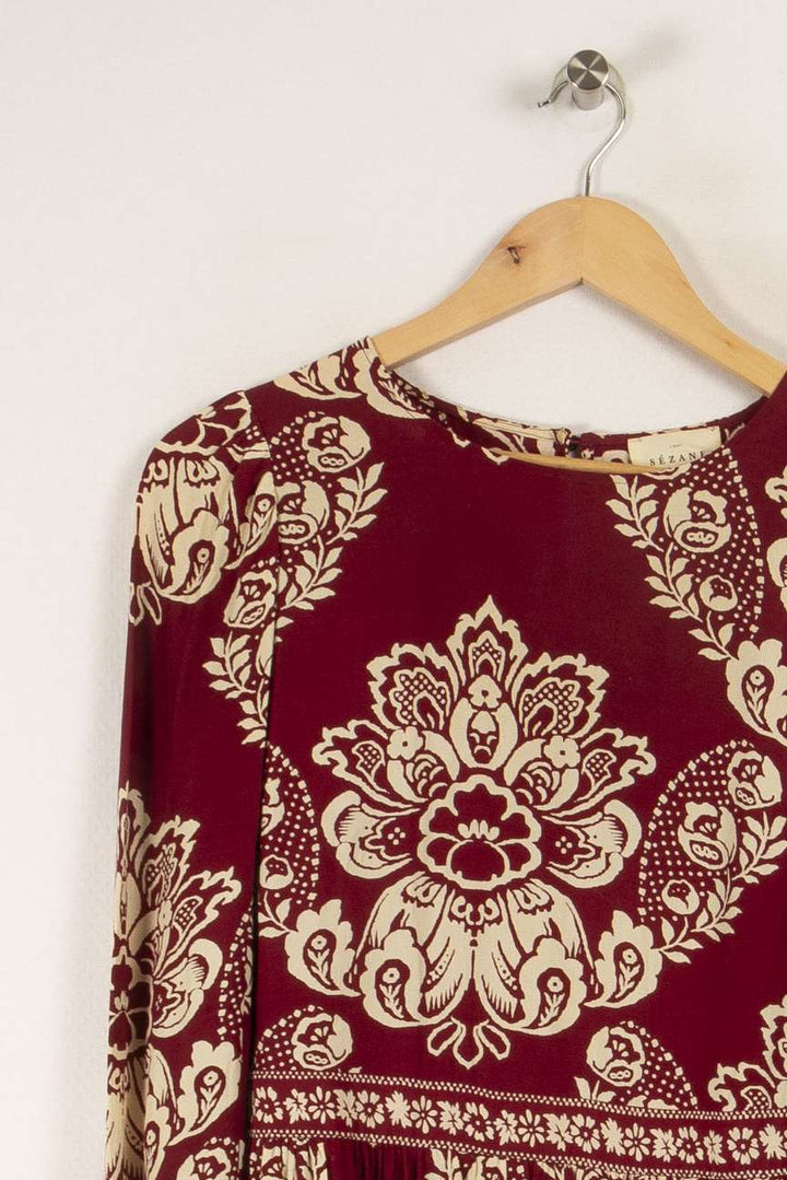 Robe bordeaux à motifs - Taille XS/34