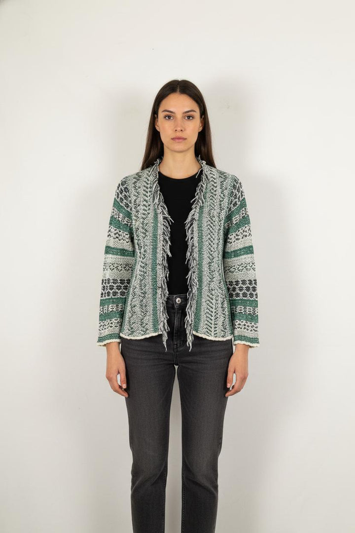 Gilet Vert et Écru - Taille XS/34
