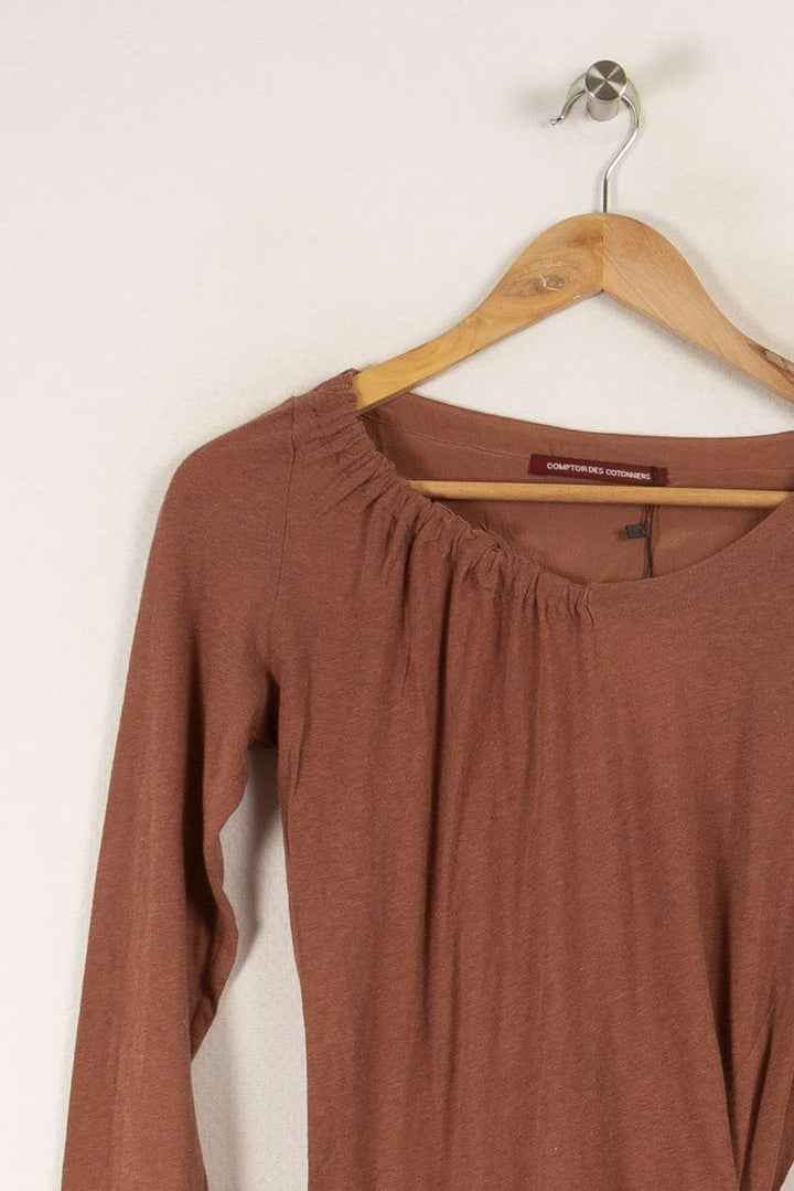 T-shirt manches longues orange/marron - Taille XS/34