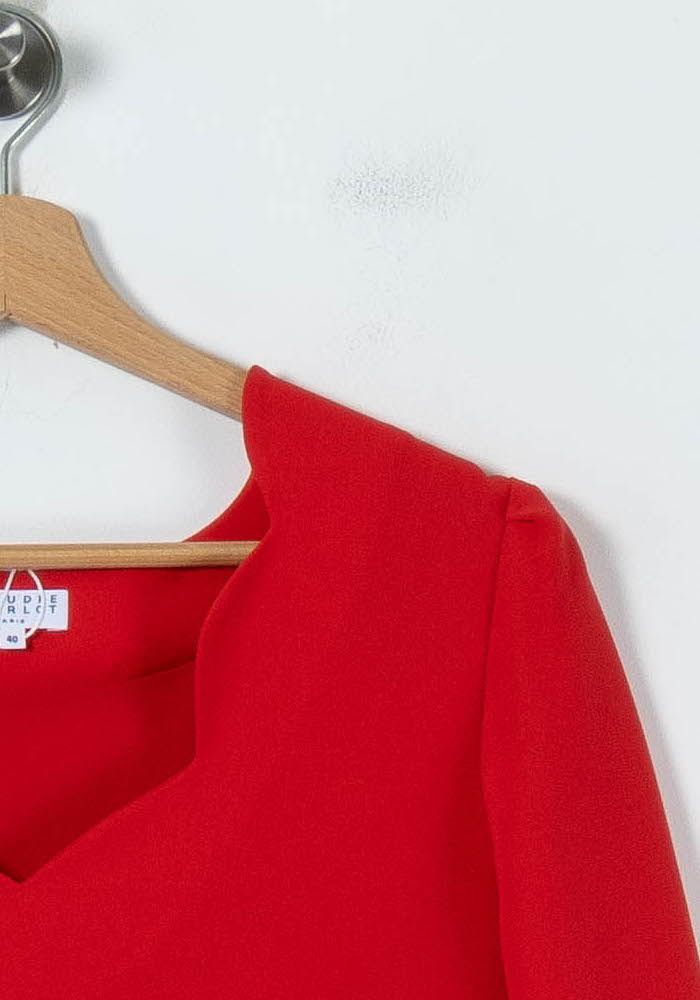 Robe Droite Rouge - Taille L/40 de la marque Claudie Pierlot | PARAD26208 - Vendu par Paradigme - Image 3