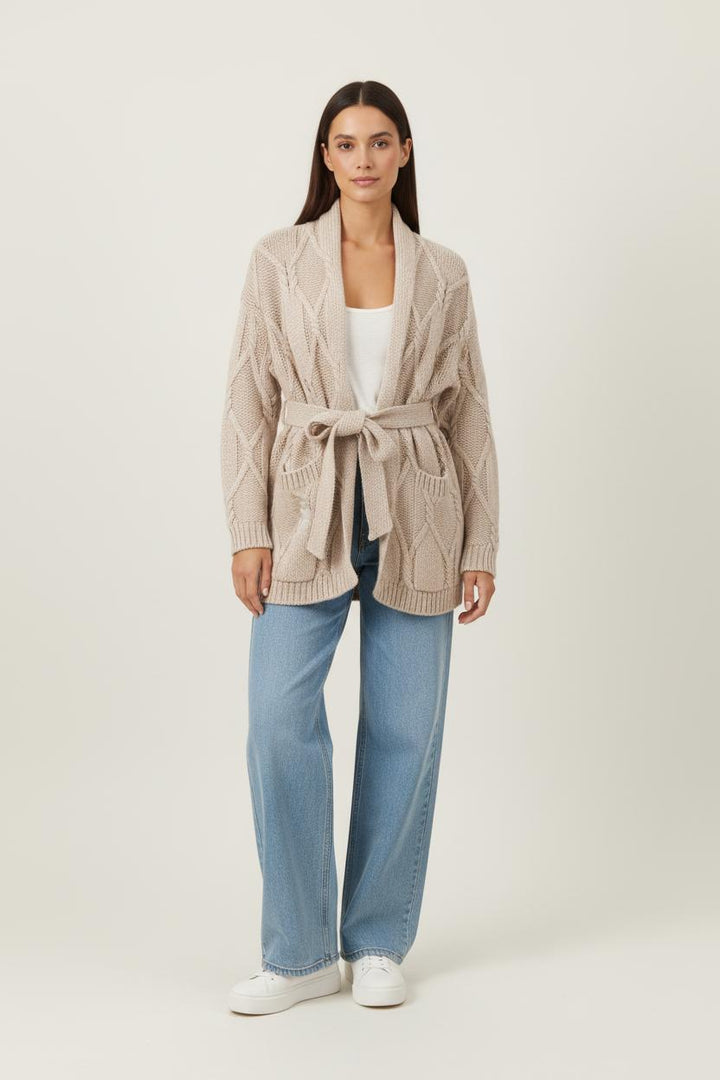 Cardigan Beige - Taille L/40 de la marque La Fée Maraboutée | PARAD26238 - Vendu par Paradigme - Image 1