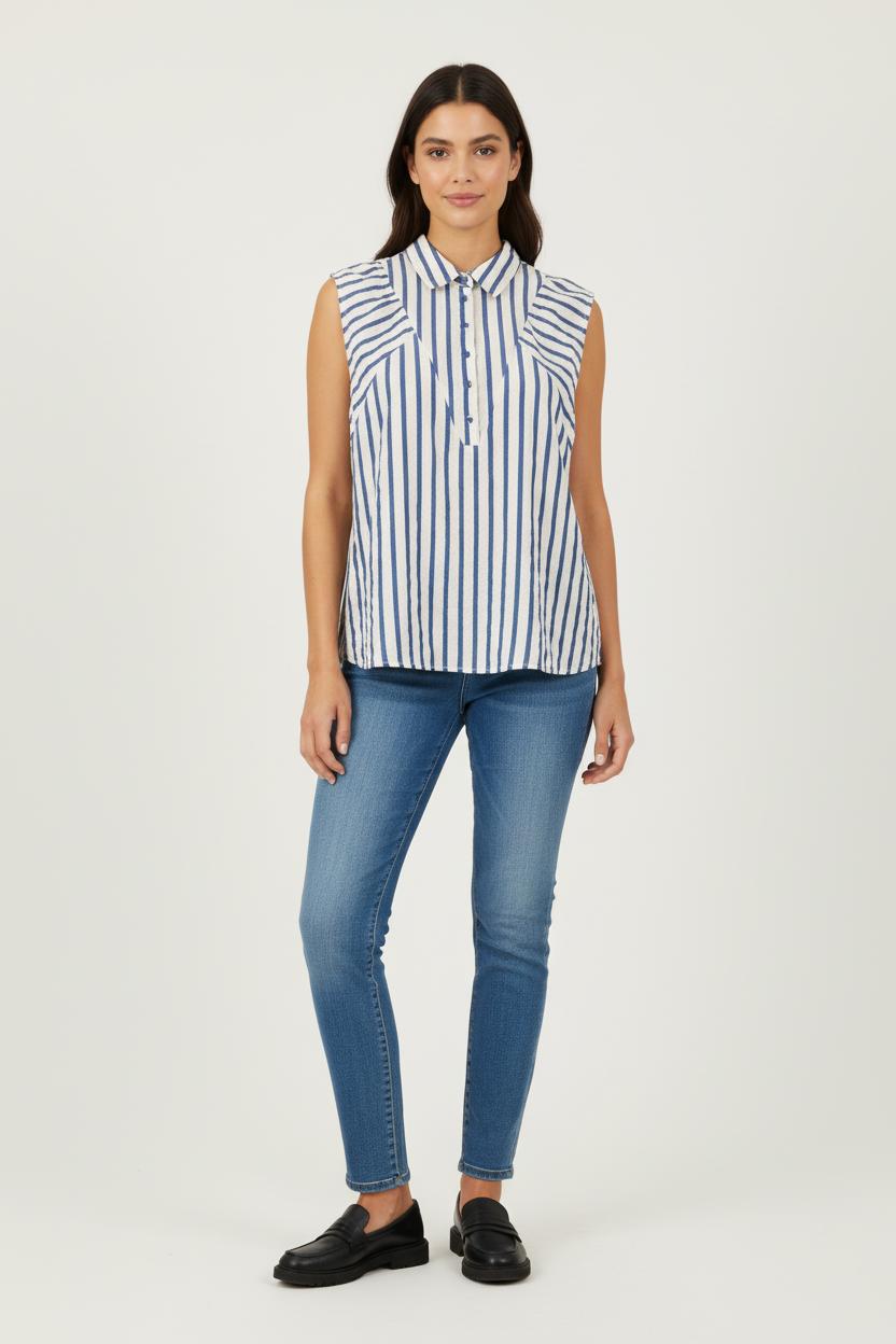 Blouse rayée bleue et blanche - Taille XS/34