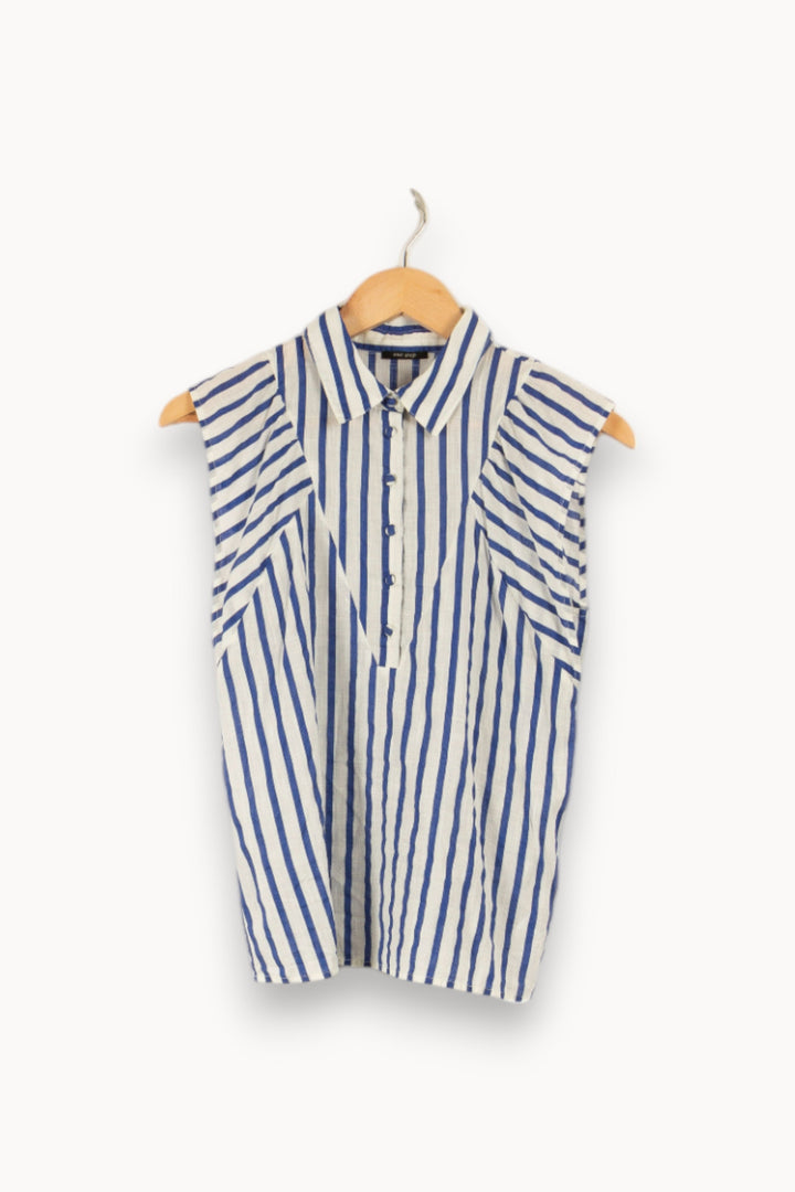 Blouse rayée bleue et blanche - Taille XS/34