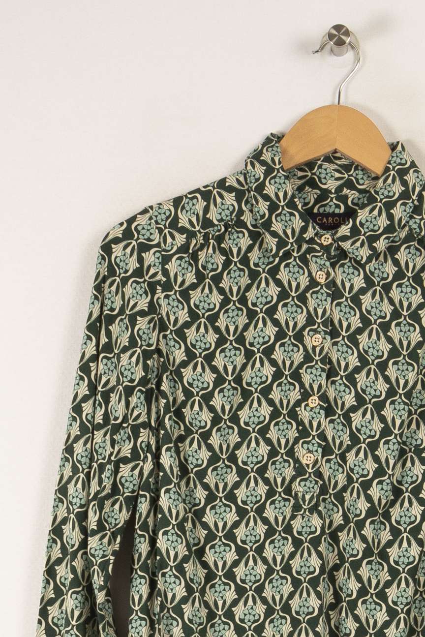 Blouse verte à motifs - Taille XS/34