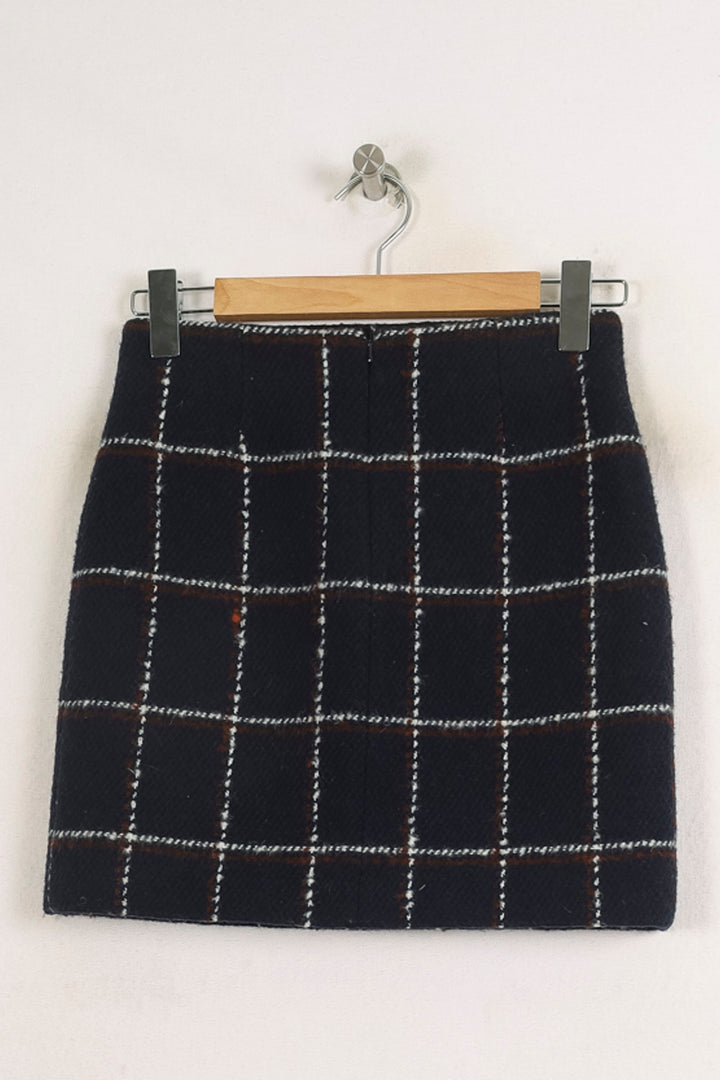 Jupe Courte Bleue à Carreaux Blancs - Taille XS/34 de la marque Comptoir des Cotonniers | PARAD26463 - Vendu par Paradigme - Image 4