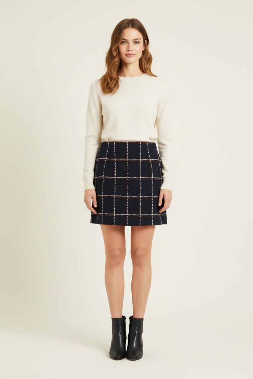 Jupe Courte Bleue à Carreaux Blancs - Taille XS/34 de la marque Comptoir des Cotonniers | PARAD26463 - Vendu par Paradigme - Image 1