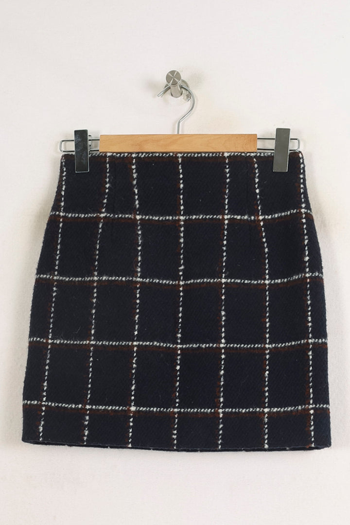 Jupe Courte Bleue à Carreaux Blancs - Taille XS/34 de la marque Comptoir des Cotonniers | PARAD26463 - Vendu par Paradigme - Image 2