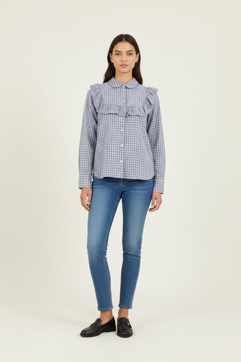 Chemise bleue à carreaux - Taille XS/34