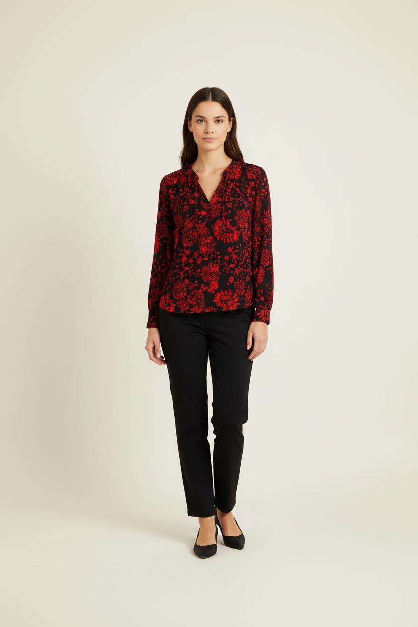 Blouse noire et rouge - Taille S/36