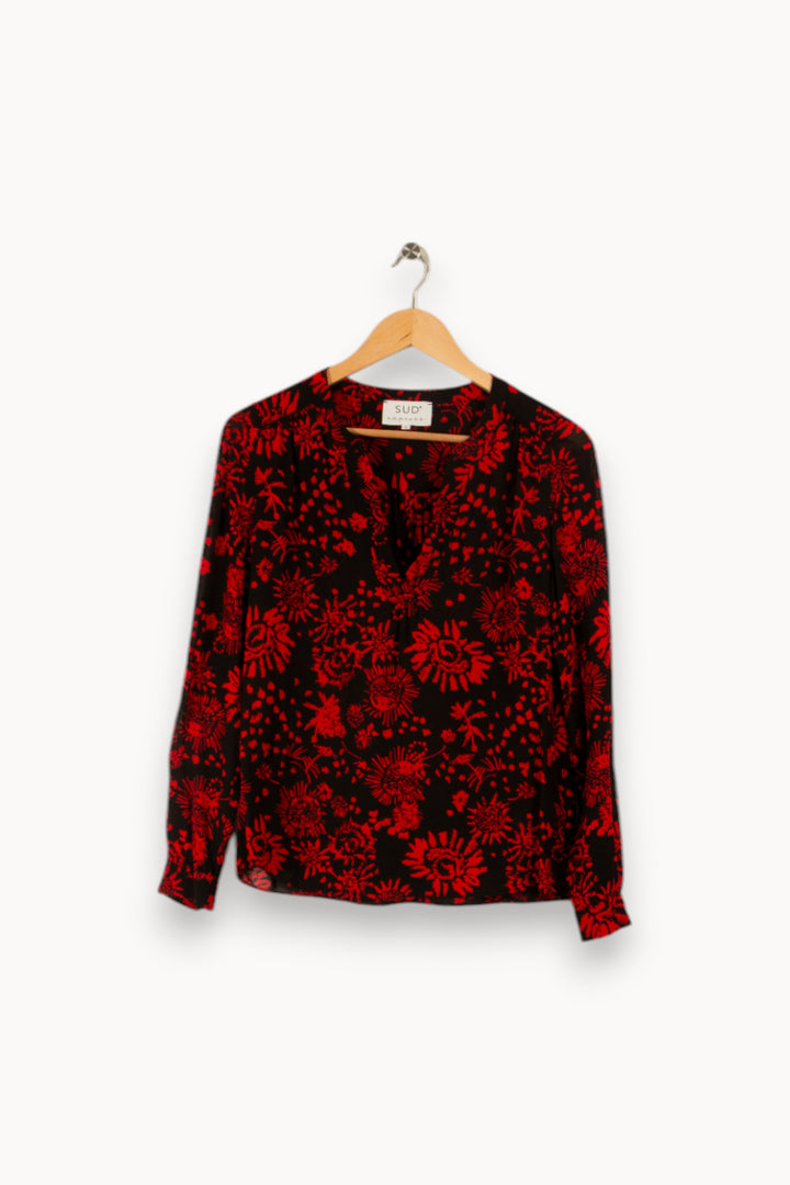 Blouse noire et rouge - Taille S/36