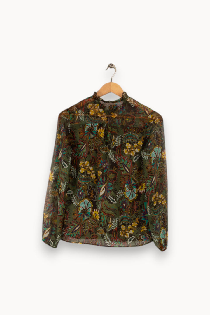 Blouse verte à motifs - Taille XS/34