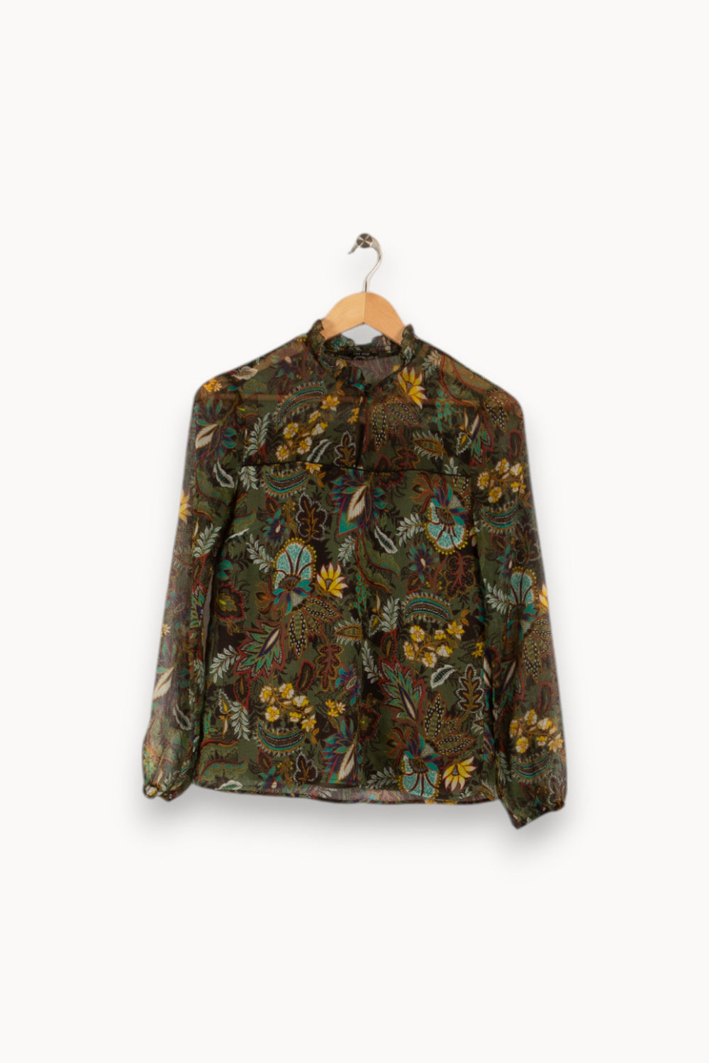 Blouse verte à motifs - Taille XS/34