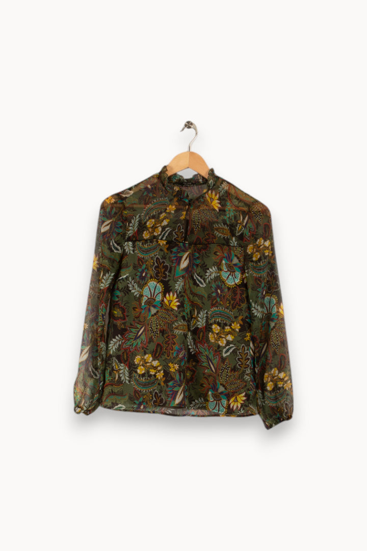 Blouse verte à motifs - Taille XS/34