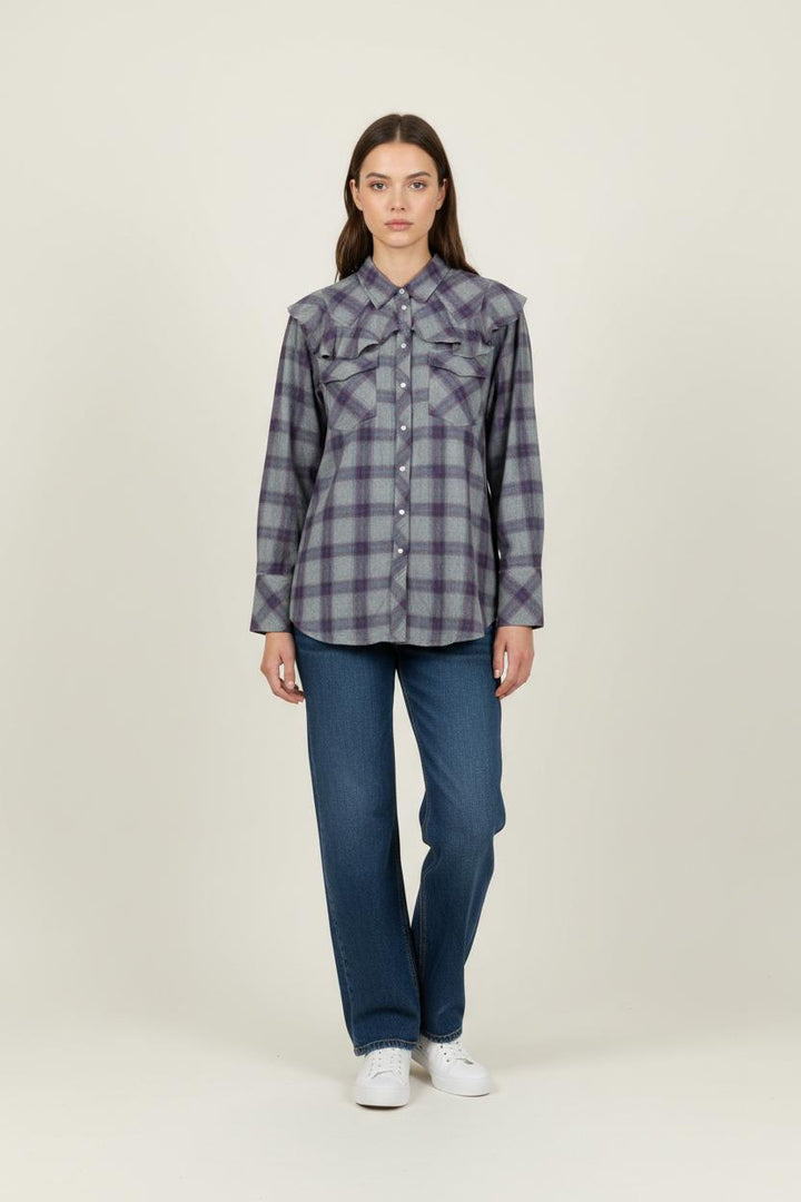 Chemise Grise et Violette - Taille M/38 de la marque Bérénice | PARAD26895 - Vendu par Paradigme - Image 1