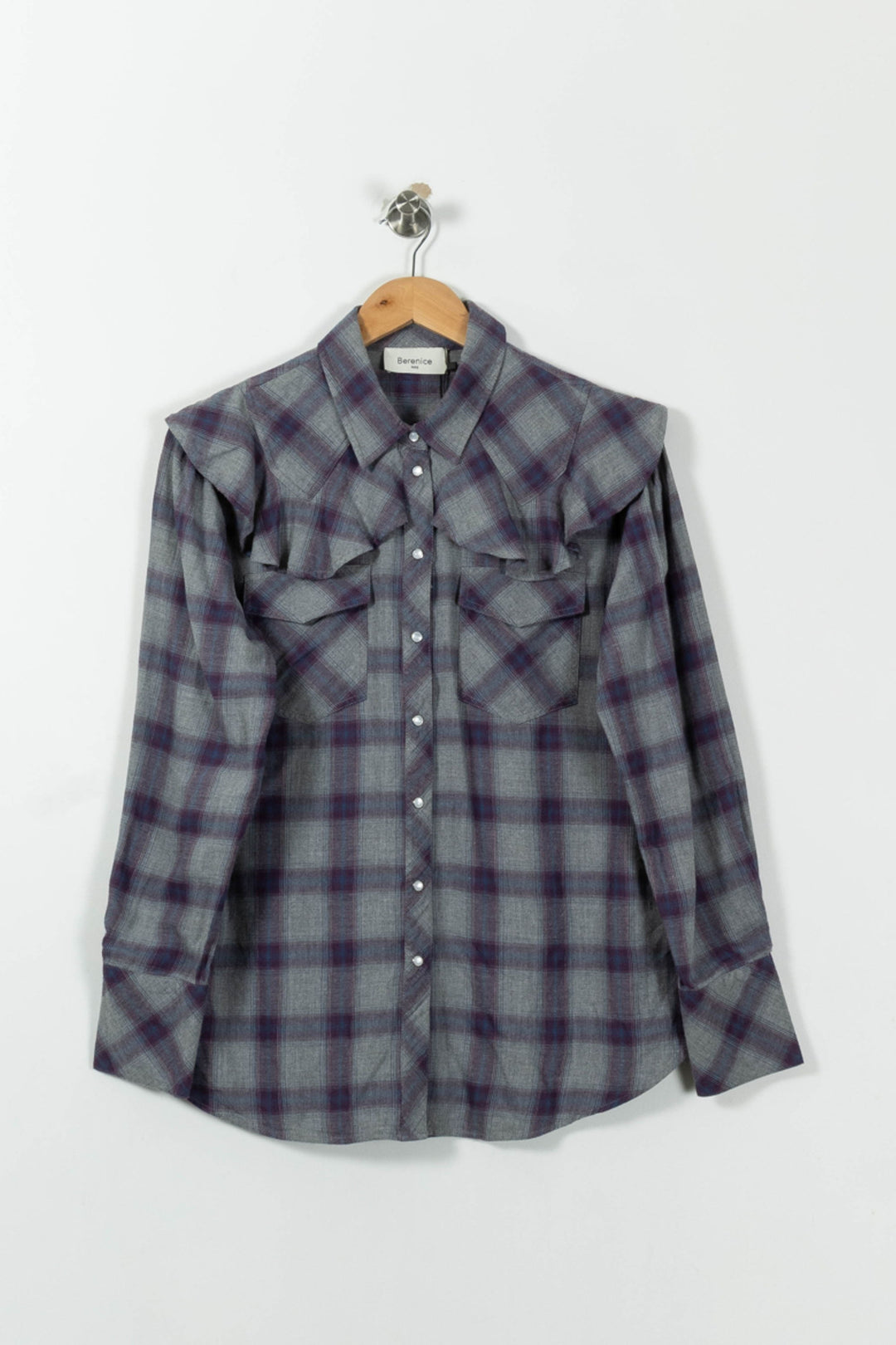 Chemise Grise et Violette - Taille M/38 de la marque Bérénice | PARAD26895 - Vendu par Paradigme - Image 2