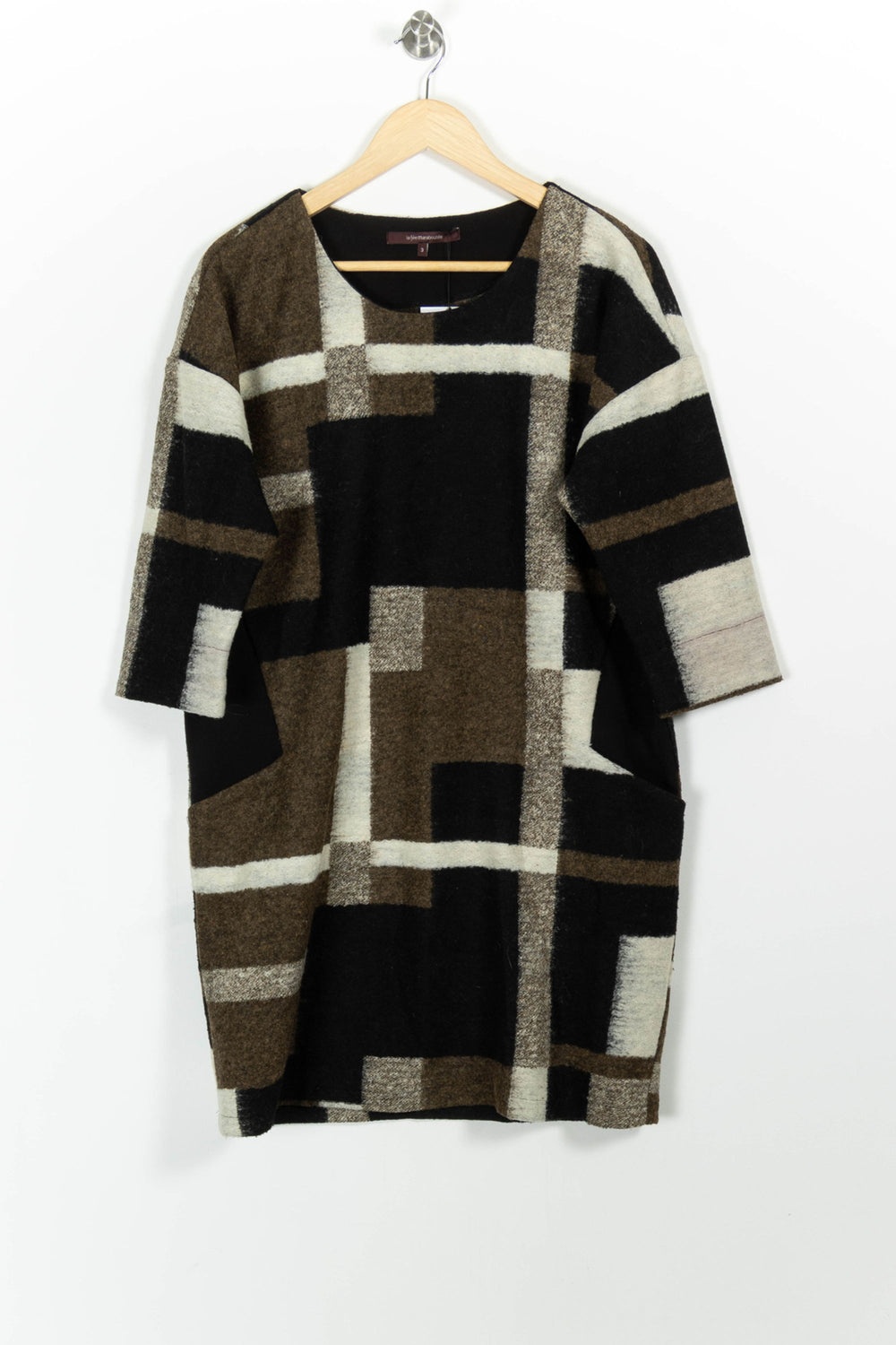 Robe Droite Marron et Noire - Taille L/40 de la marque La Fée Maraboutée | PARAD26922 - Vendu par Paradigme - Image 2