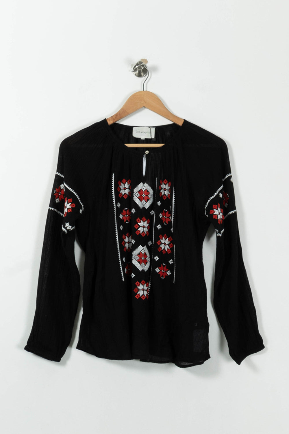 Blouse Noire et Rouge - Taille S/36 de la marque Sud express | PARAD27037 - Vendu par Paradigme - Image 2