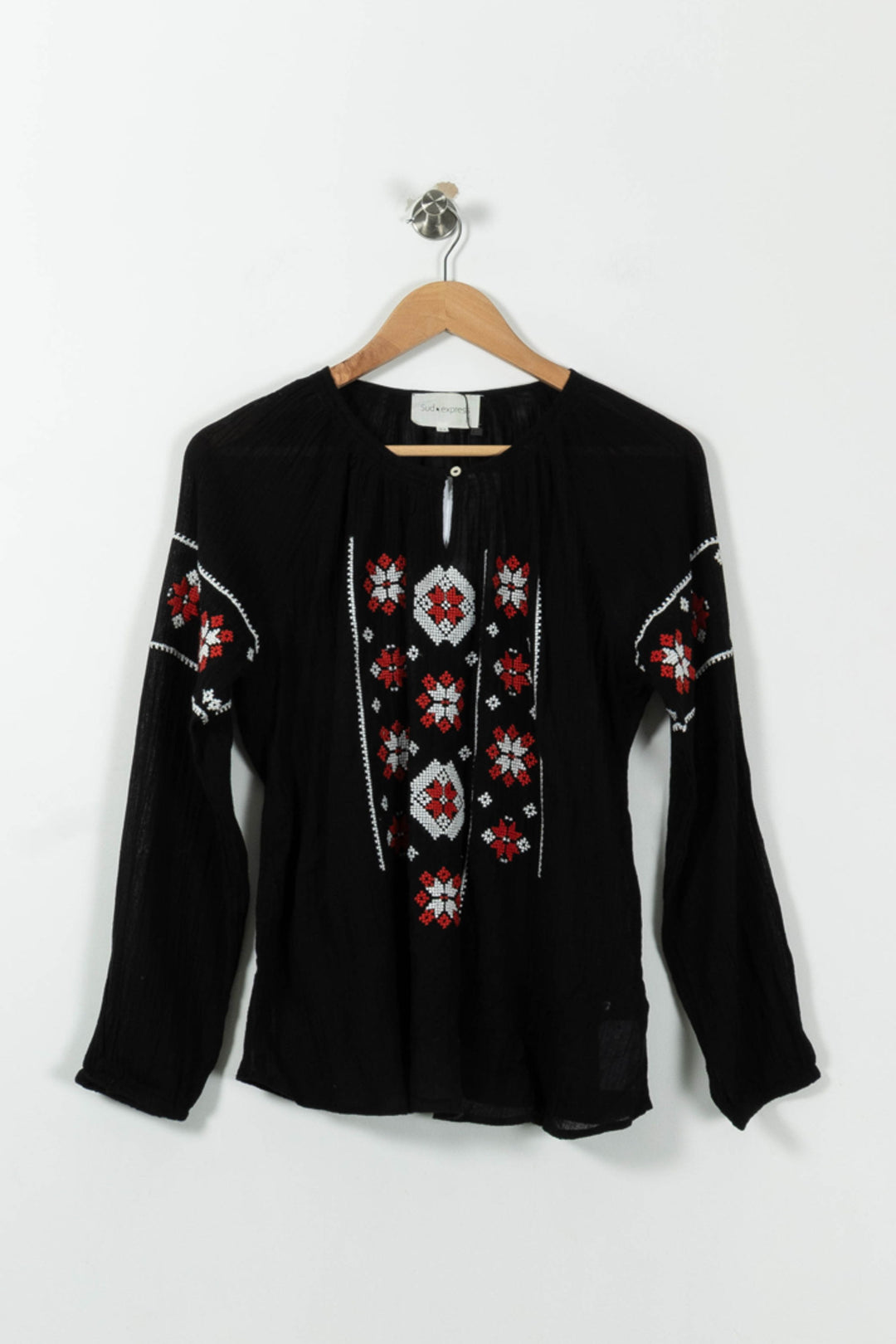 Blouse Noire et Rouge - Taille S/36 de la marque Sud express | PARAD27037 - Vendu par Paradigme - Image 2