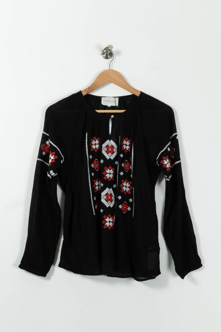 Blouse Noire et Rouge - Taille S/36 de la marque Sud express | PARAD27037 - Vendu par Paradigme - Image 2