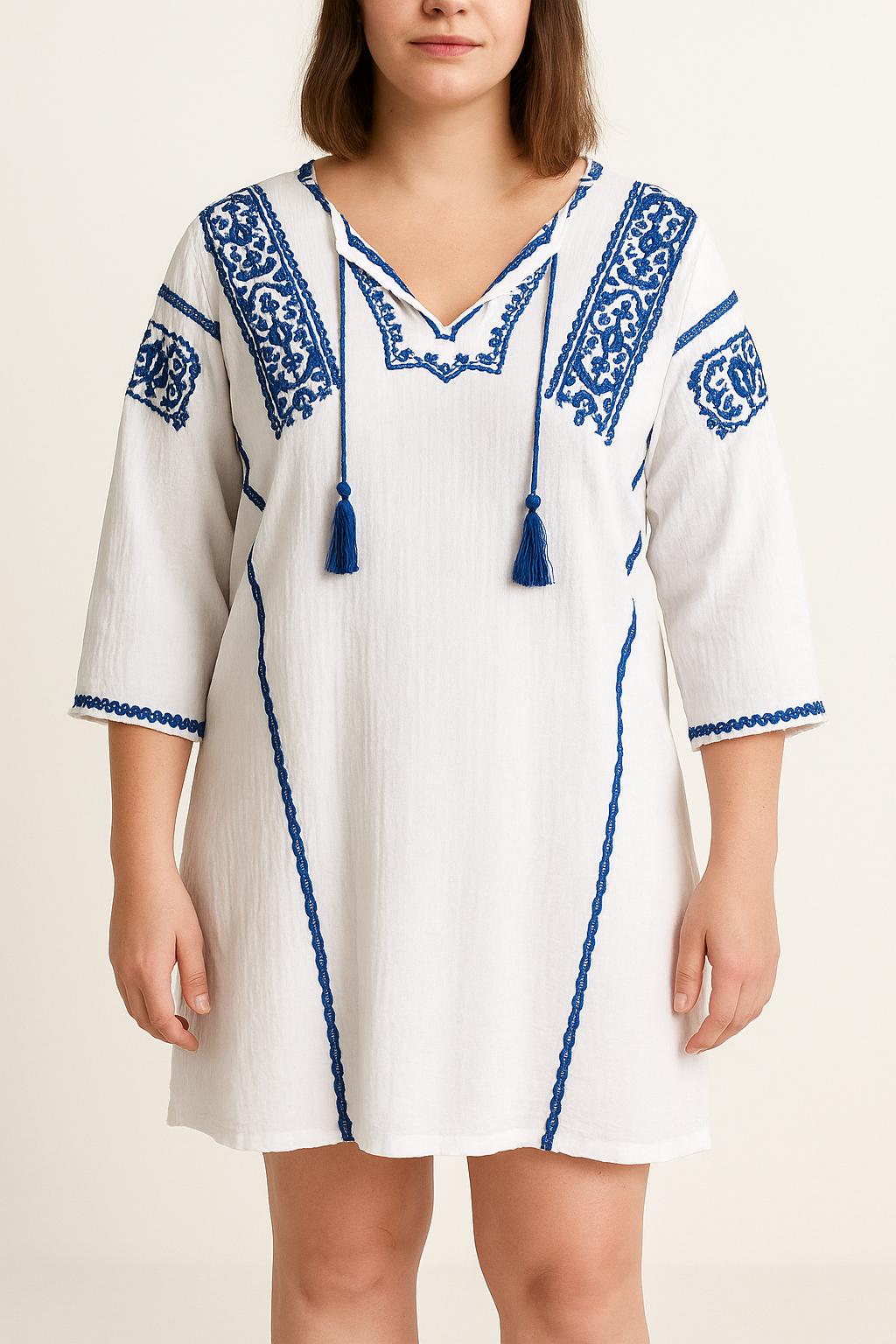 Robe Brodée Blanche et Bleue - Taille XXL/44 de la marque Isabel Marant étoile | PARAD27055 - Vendu par Paradigme - Image 1