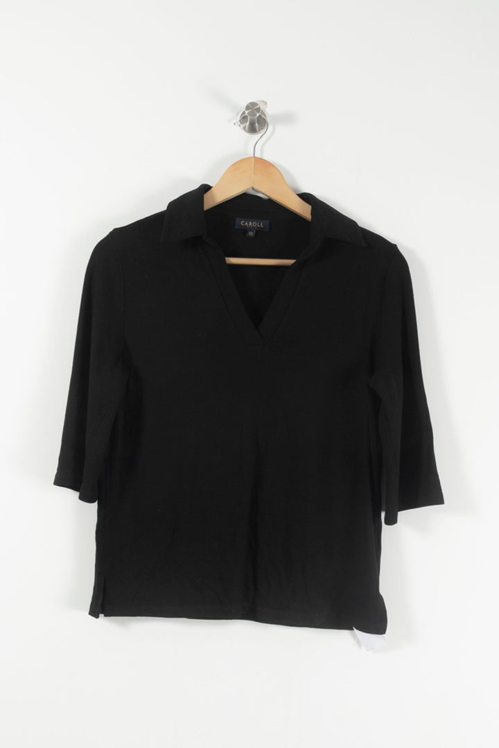 Polo Noir - Taille XS/34 de la marque Caroll | PARAD27080 - Vendu par Paradigme - Image 2