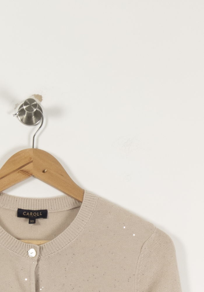 Cardigan Beige - Taille XS/34 de la marque Caroll | PARAD27089 - Vendu par Paradigme - Image 3