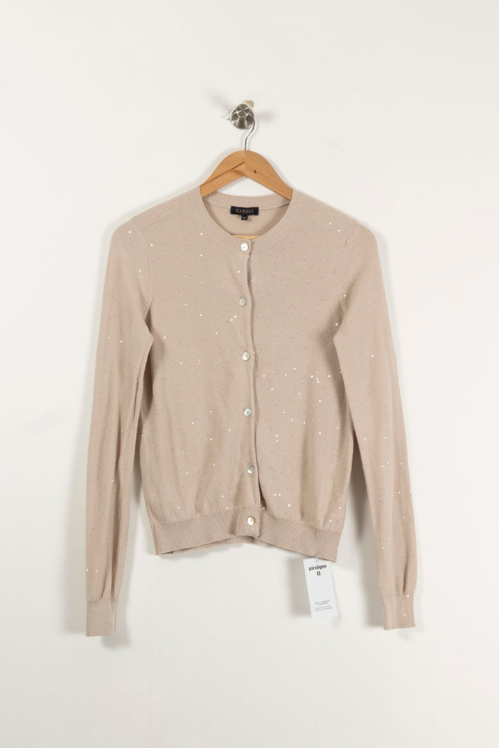 Cardigan Beige - Taille XS/34 de la marque Caroll | PARAD27089 - Vendu par Paradigme - Image 2