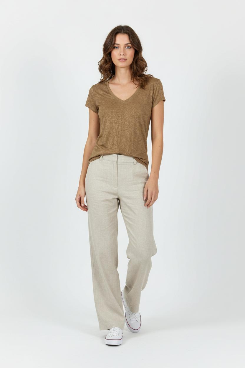 Tee-shirt Marron - Taille XS/34 de la marque IKKS | PARAD27142 - Vendu par Paradigme - Image 1