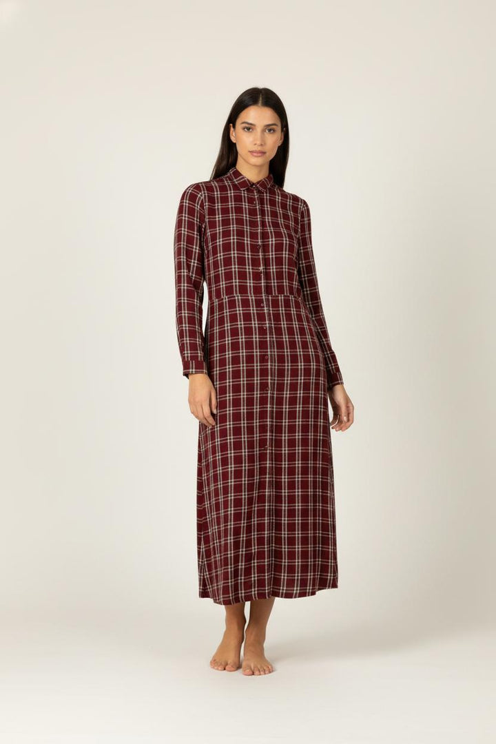 Robe longue bordeaux à carreaux - Taille S/36