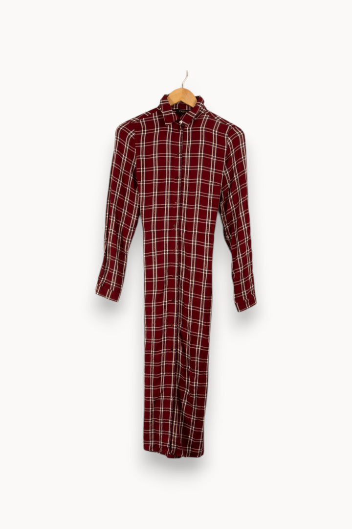 Robe longue bordeaux à carreaux - Taille S/36