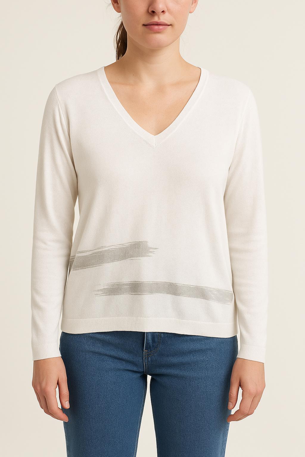 Pull Blanc et Gris - Taille XL/42 de la marque IKKS | PARAD27263 - Vendu par Paradigme - Image 1