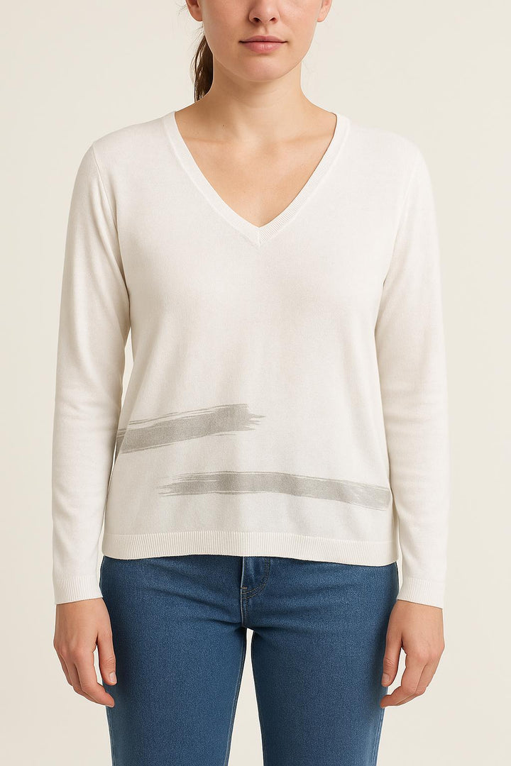 Pull Blanc et Gris - Taille XL/42 de la marque IKKS | PARAD27263 - Vendu par Paradigme - Image 1