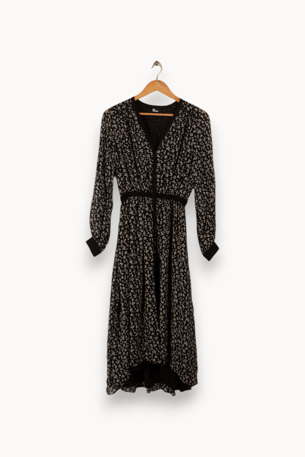 Robe longue noire à motifs de la marque The Kooples | PARAD27294 - Vendu par Paradigme - Image 1