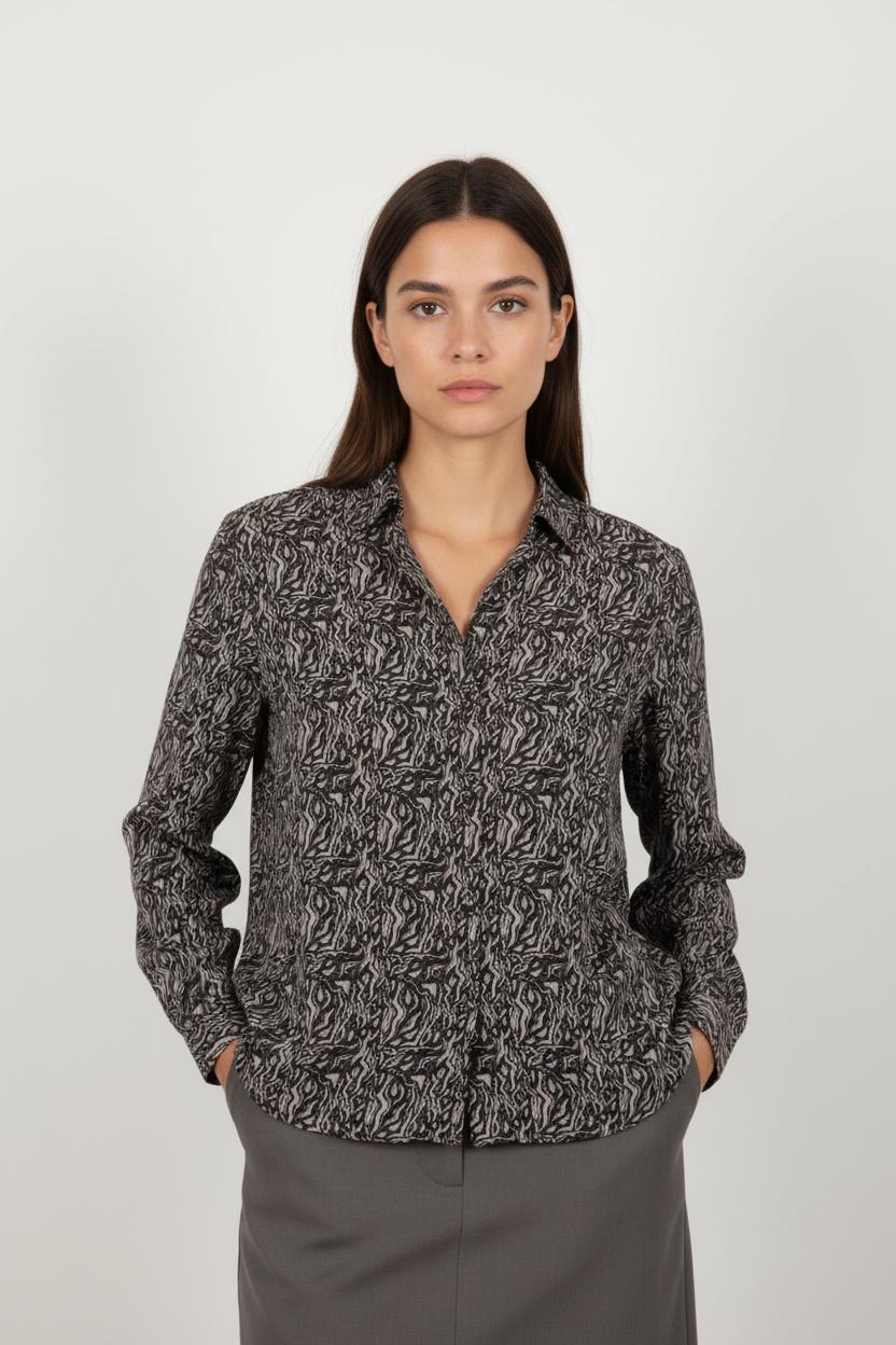 Chemise noire à motifs - Taille XS/34