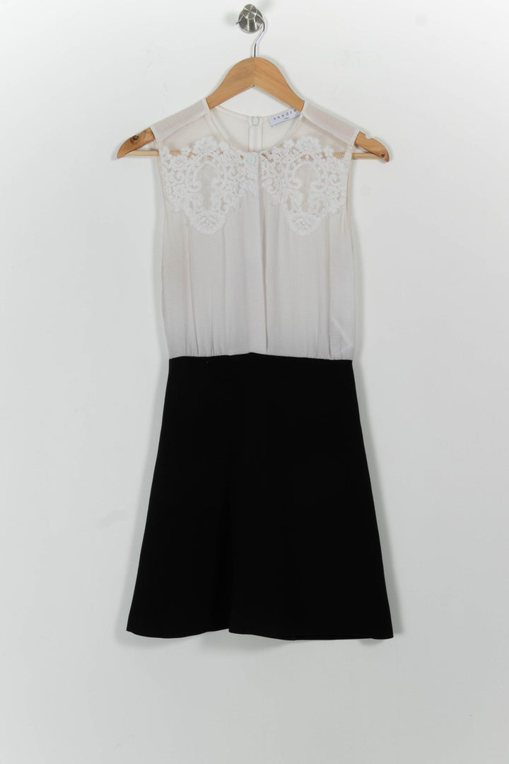 Robe Courte Blanche et Noire - Taille S/36 de la marque Sandro | PARAD27441 - Vendu par Paradigme - Image 2