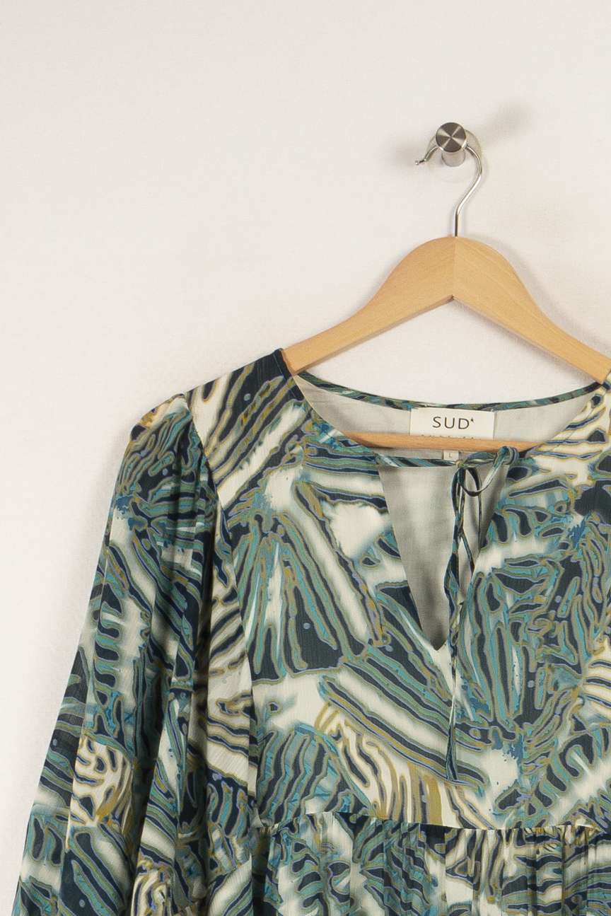 Robe bleue à motifs - Taille L/40
