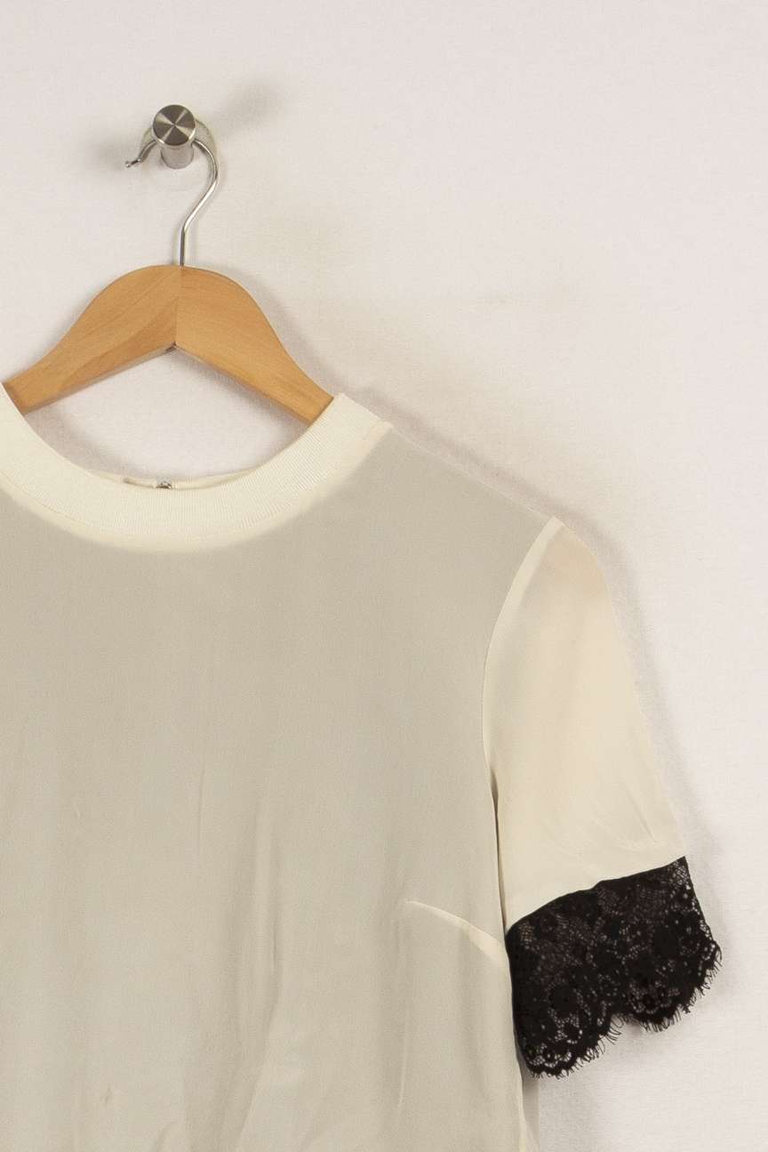 Blouse beige et noir avec dentelle de la marque Sandro | PARAD27471 - Vendu par Paradigme - Image 1