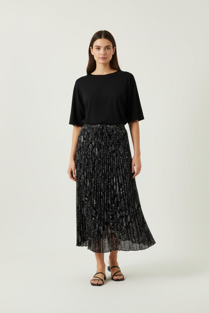 Jupe Plissée Noire et Grise - Taille L/40 de la marque IKKS | PARAD27473 - Vendu par Paradigme - Image 1