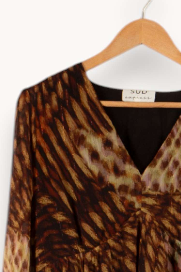 Robe marron à motifs - Taille L/40