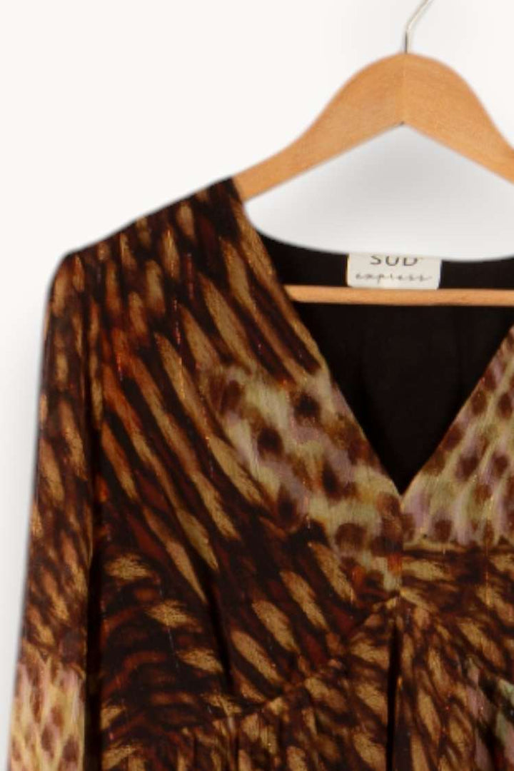 Robe marron à motifs - Taille L/40