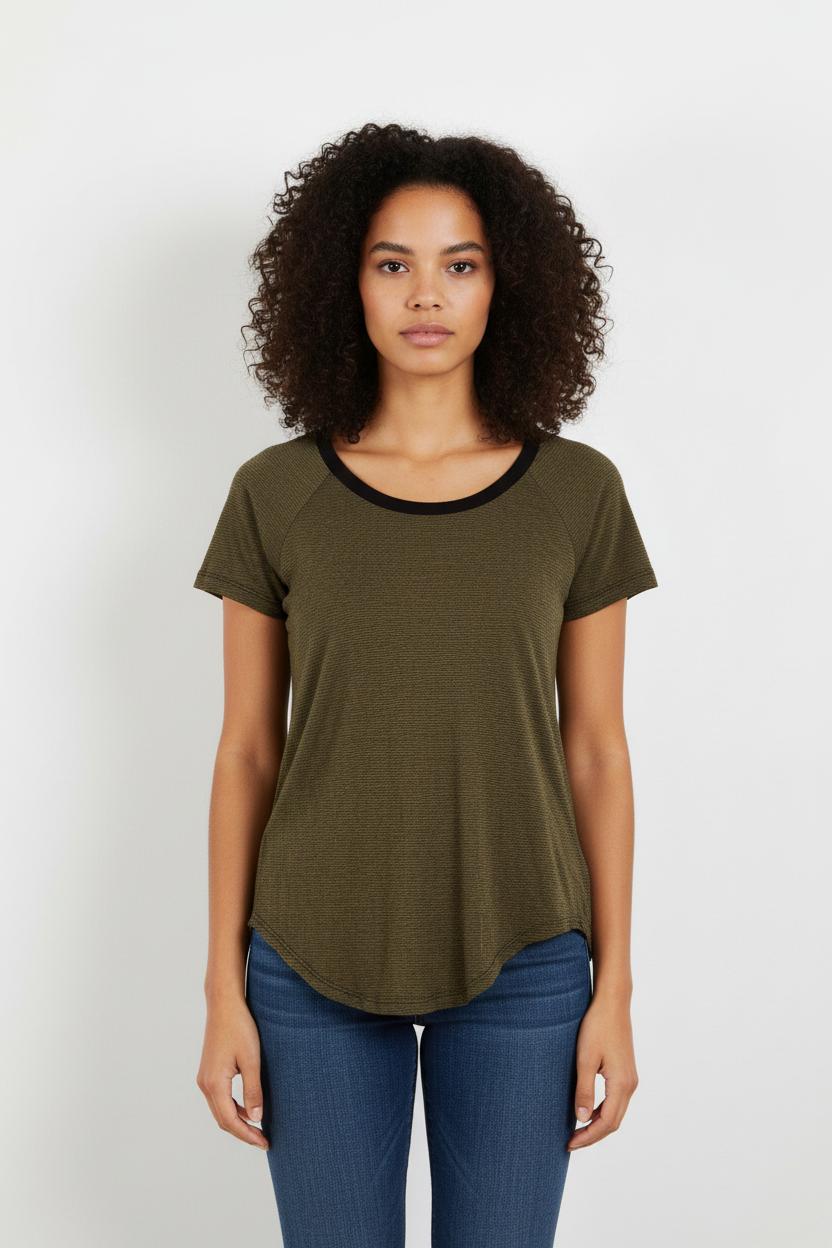 T-shirt noir et jaune rayé - Taille S/36