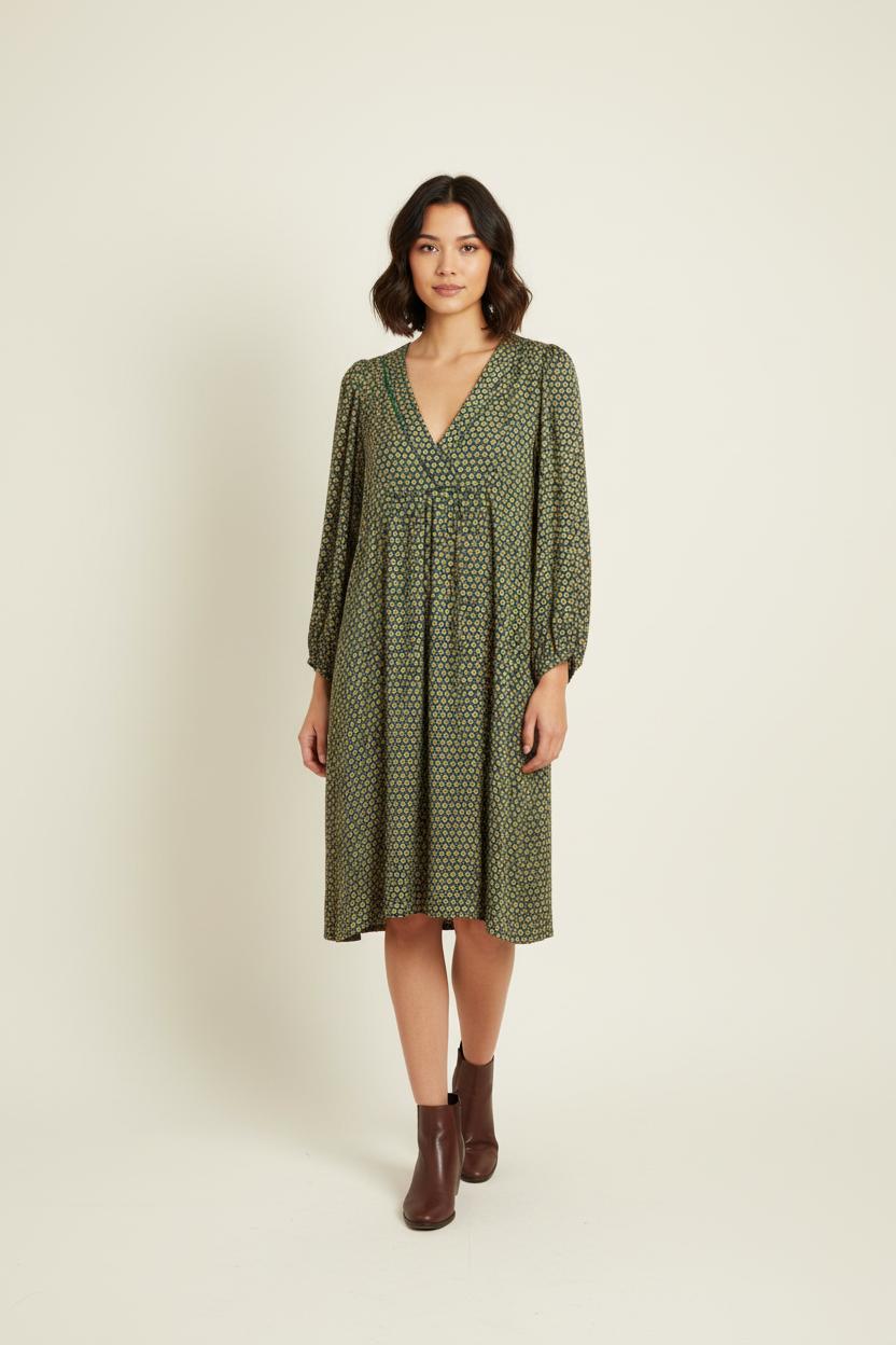 Robe verte à motifs - Taille S/36